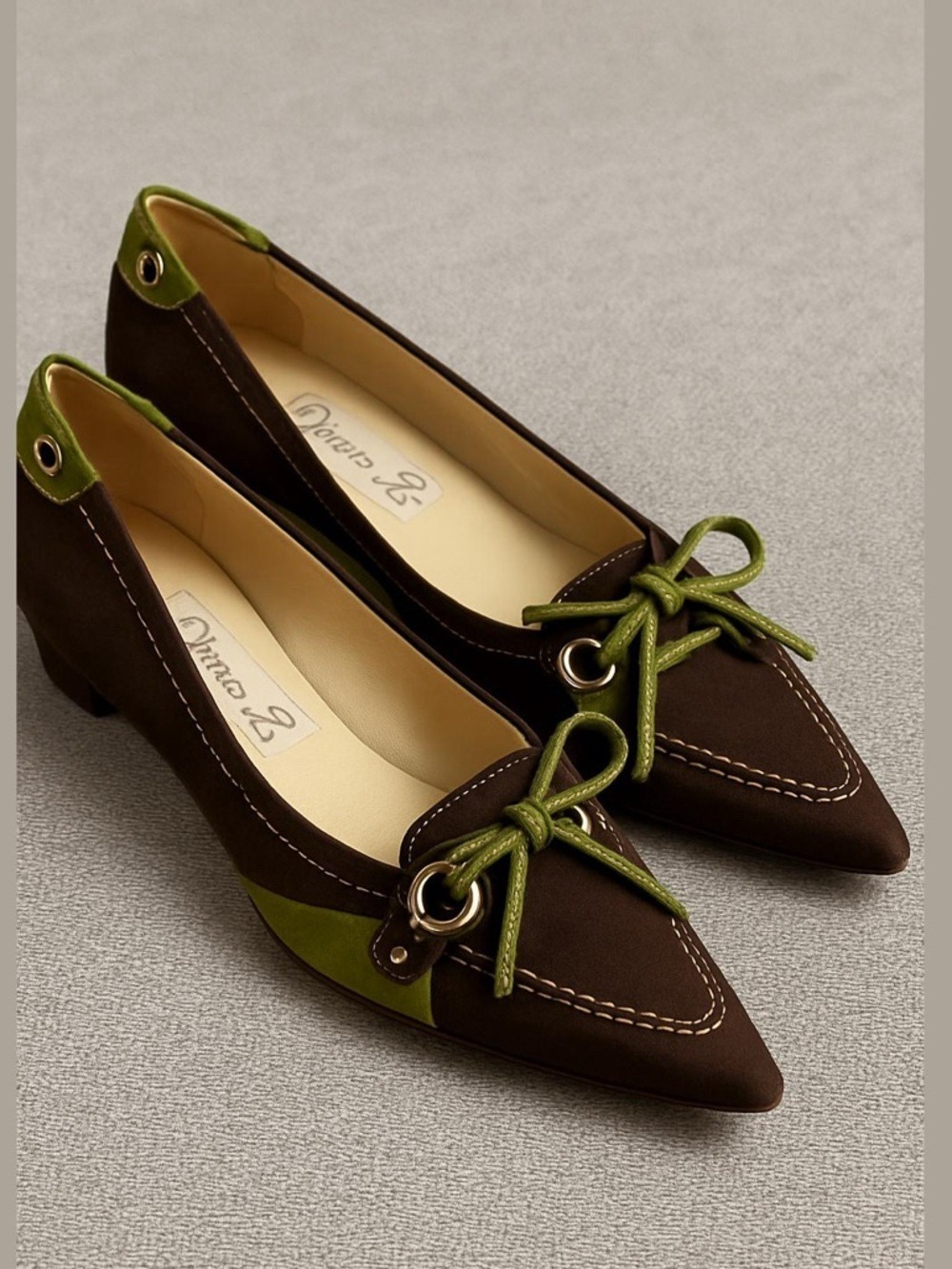 Women’s Diane B Milano Suede Green Brown Shoes Vintage Italy 38.5 Used